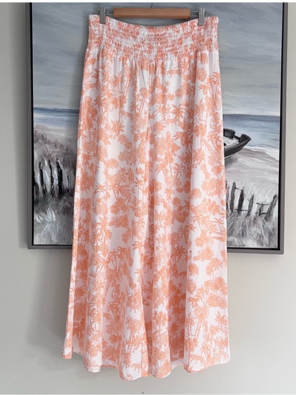 CeCe Peach & White Wide Leg Pants